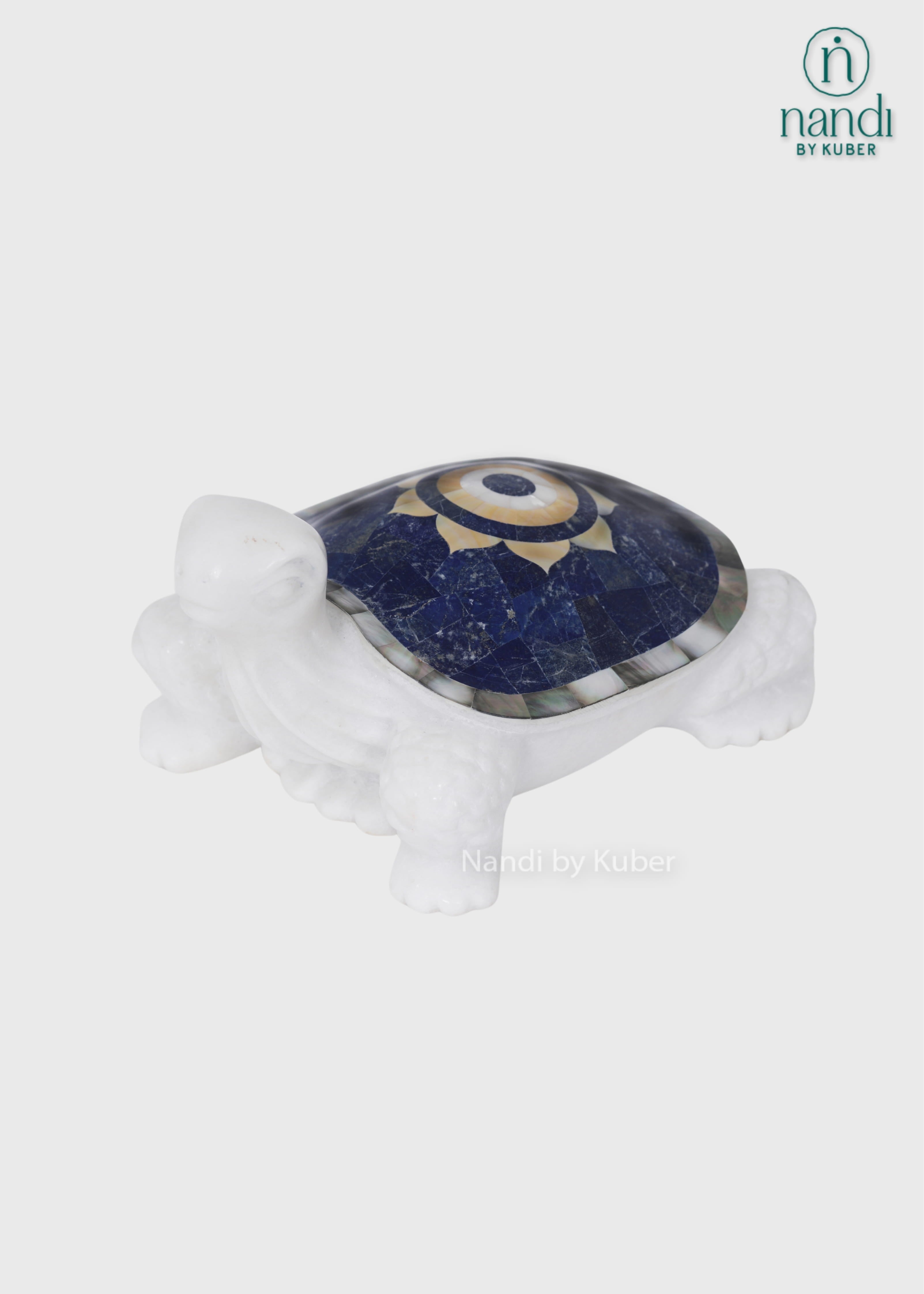 Marble inlay tortoise decorative showpiece