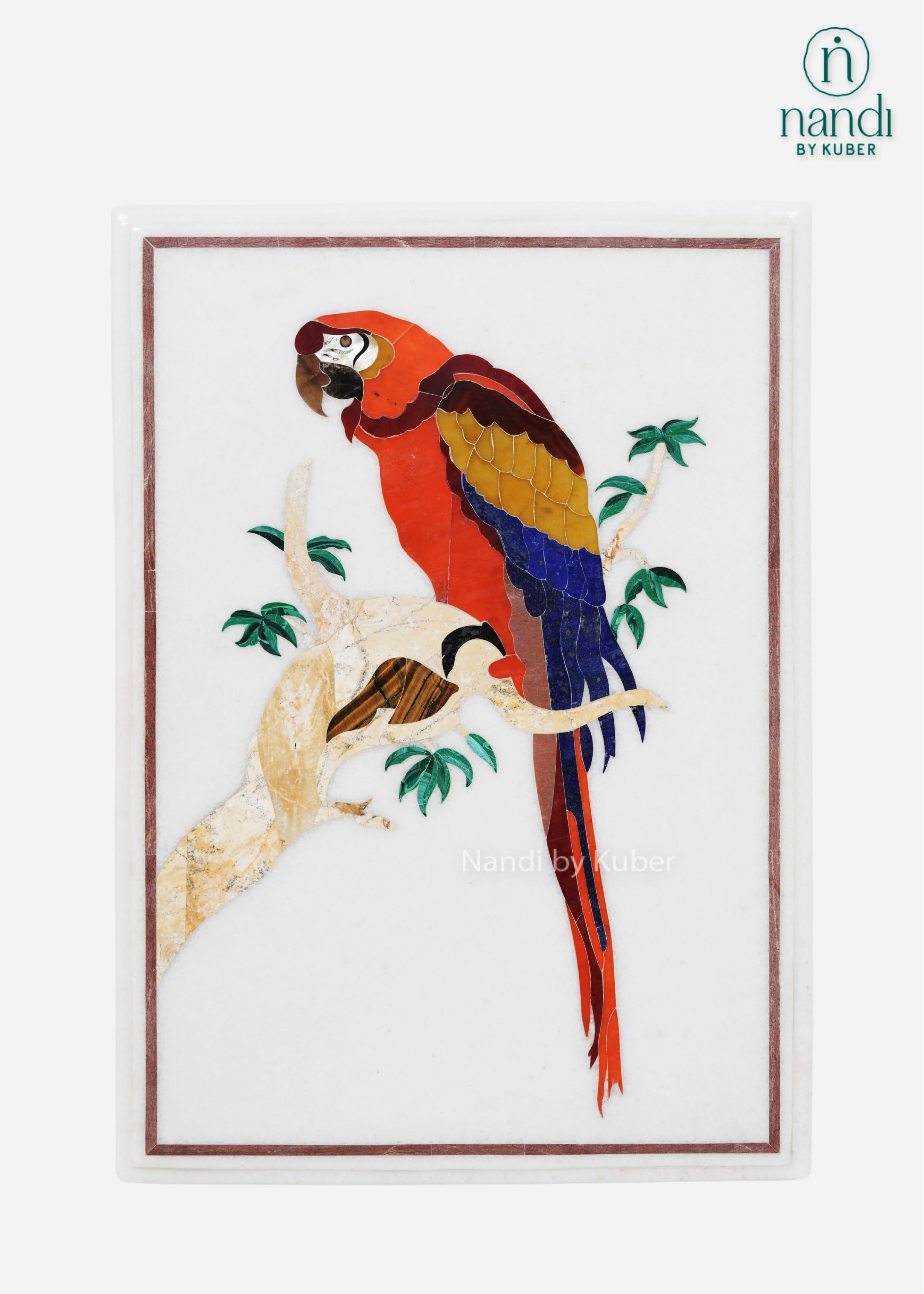 Marble parrot wall art decorative panel