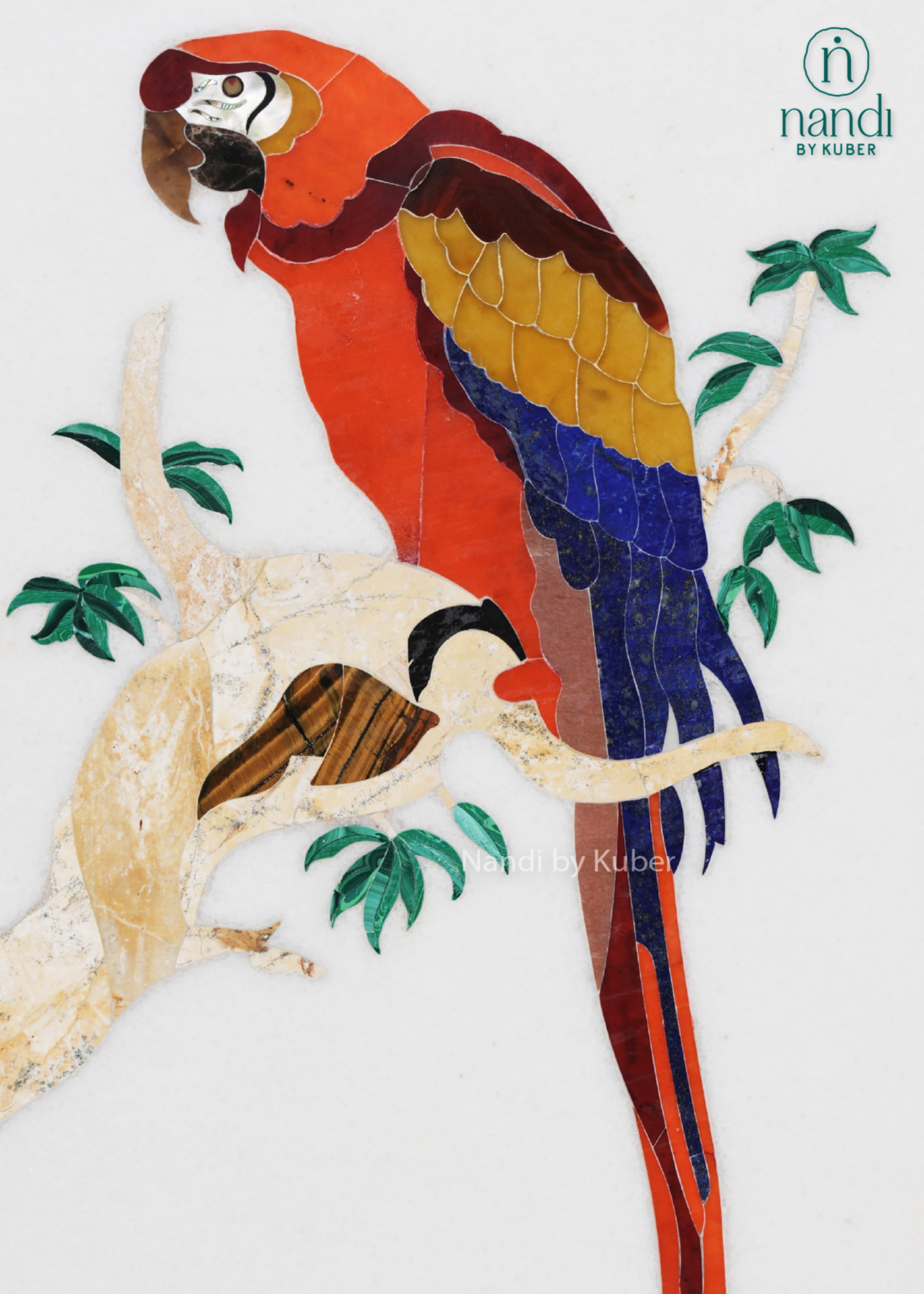 Marble parrot wall art decorative panel