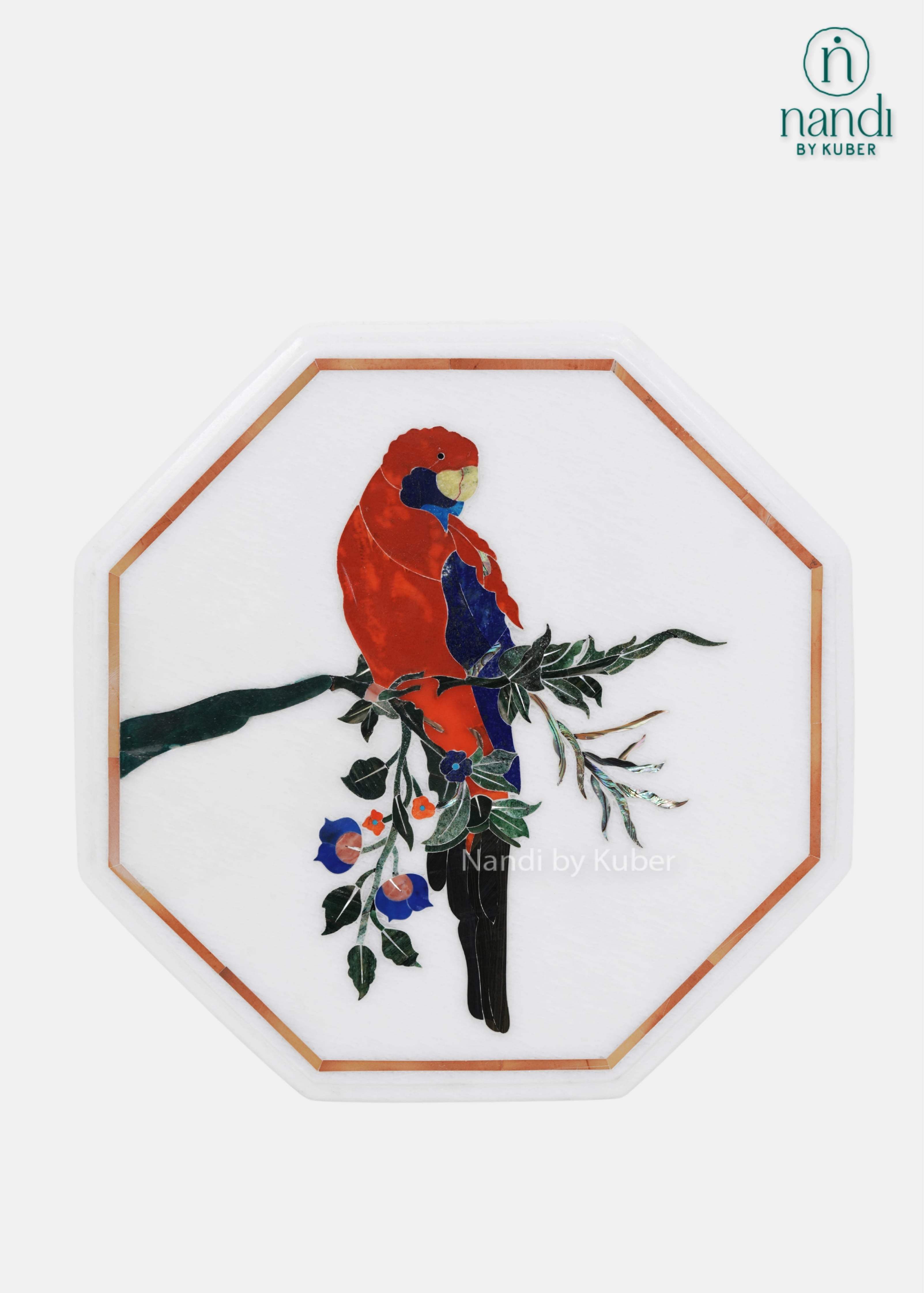 Marble parrot wall decor panel