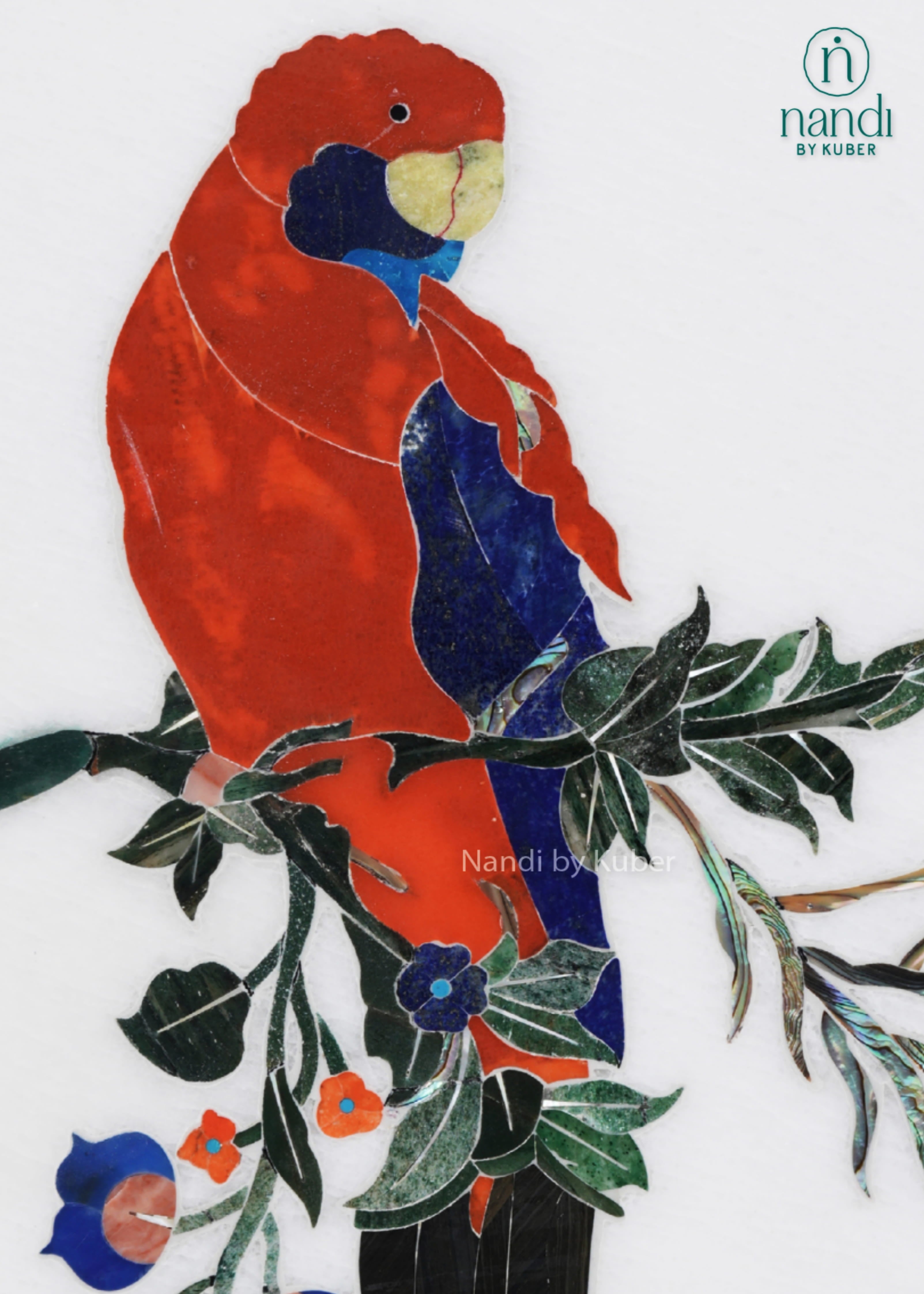 Marble parrot wall decor panel