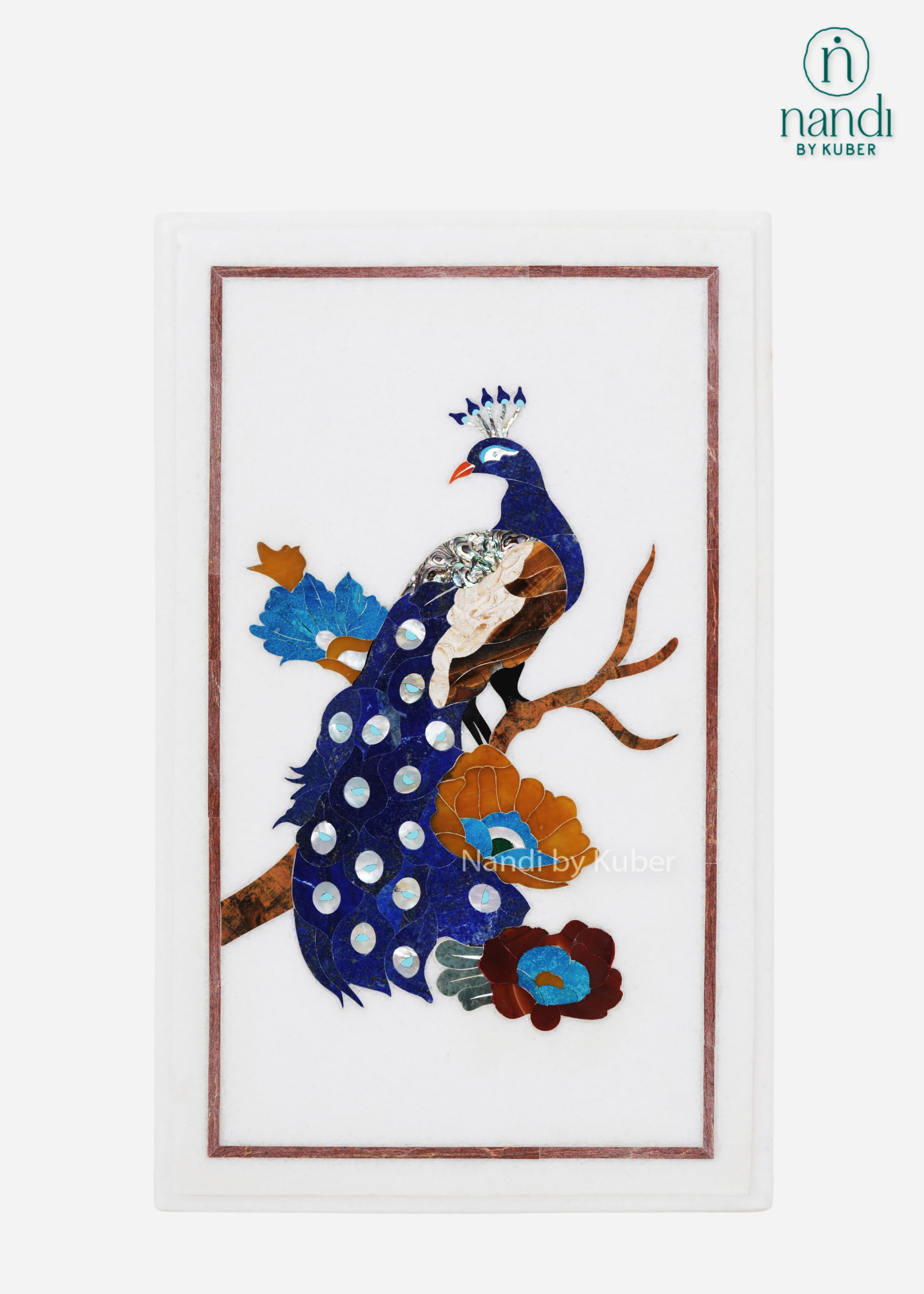 Marble peacock wall art decorative panel