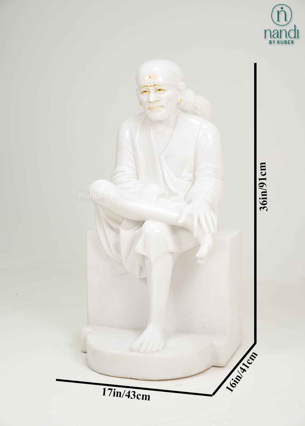 White marble Sai Baba statue