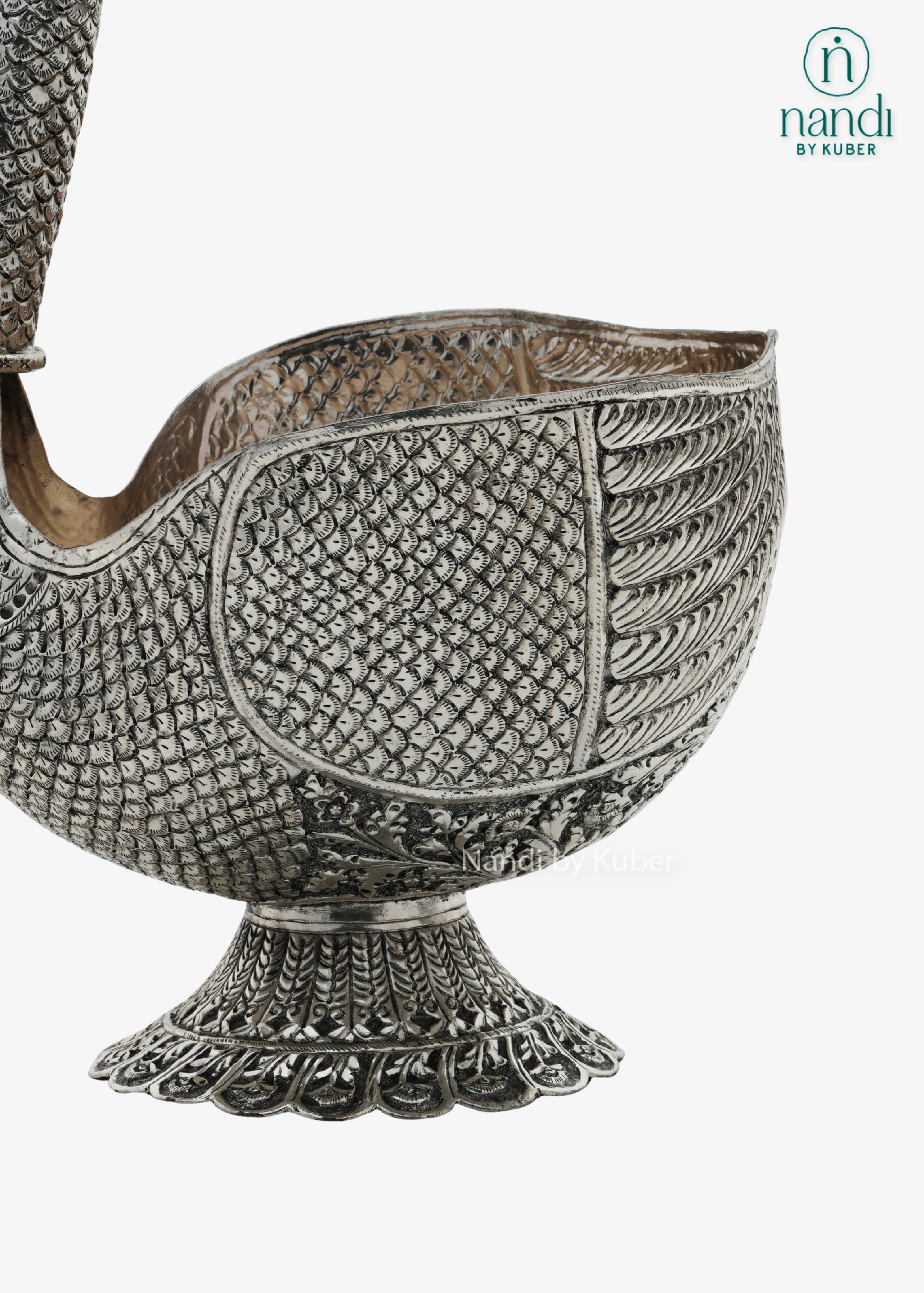 Silver peacock decorative bowl metal showpiece