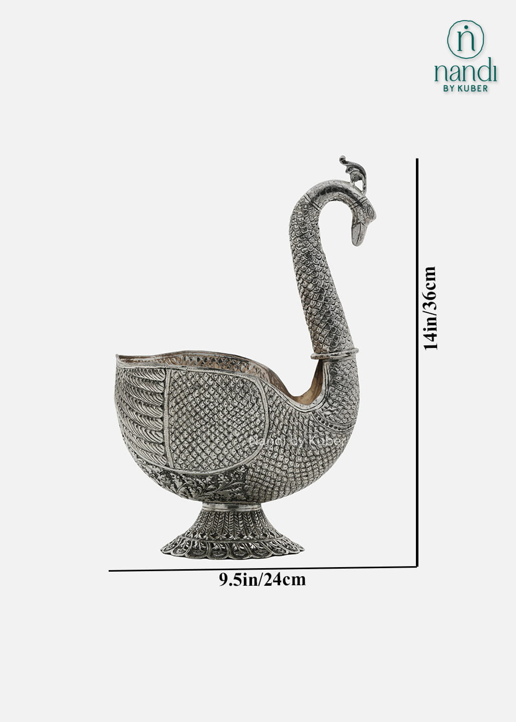 Silver peacock decorative bowl metal showpiece