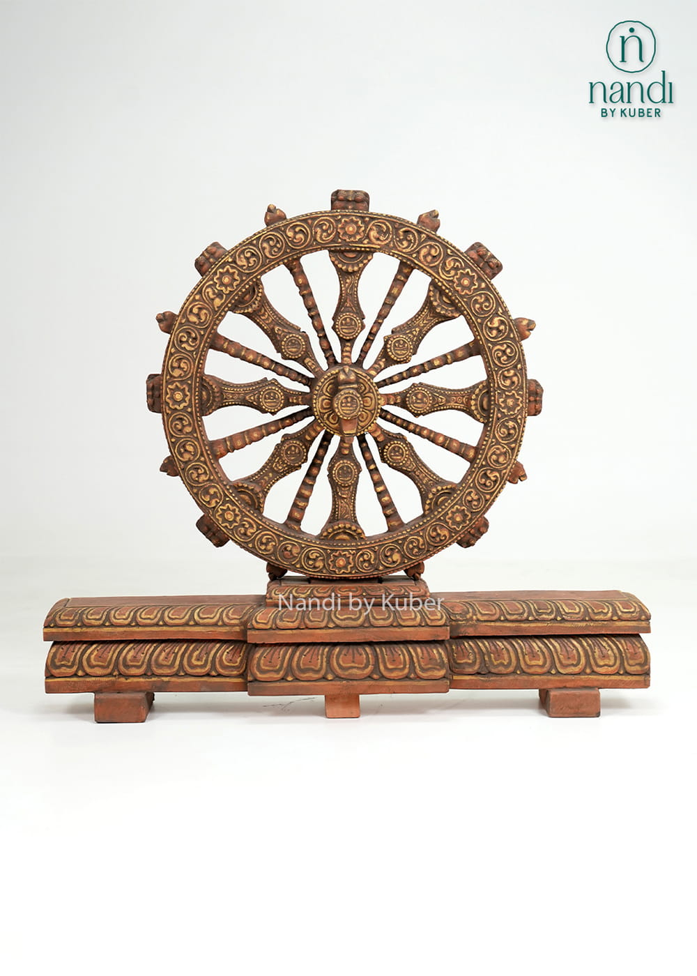 Konark Chakra decorative wheel sculpture with intricate carvings