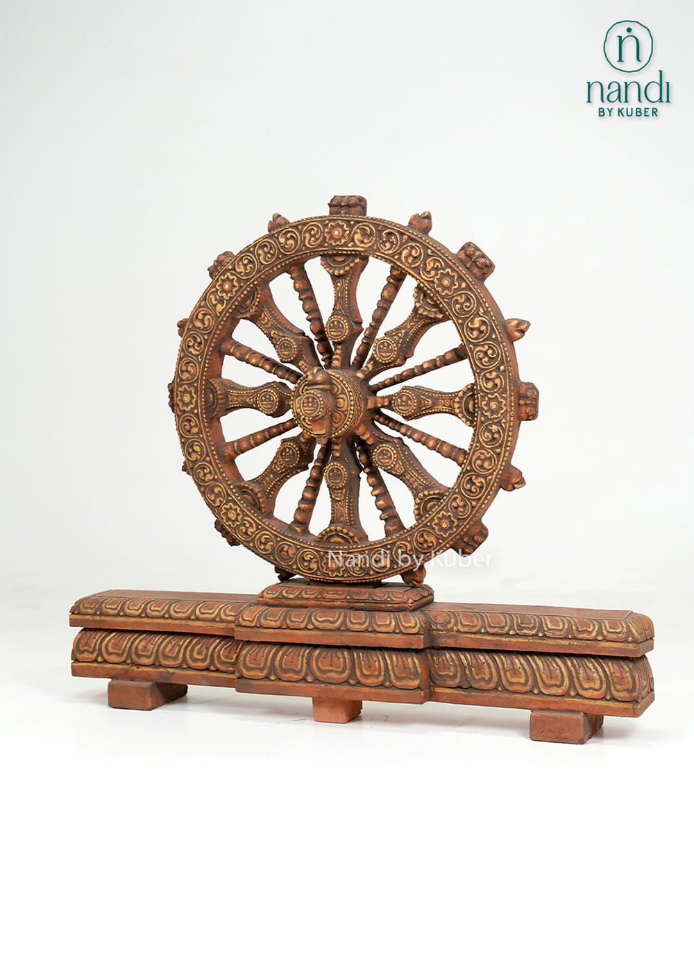 Konark Chakra decorative wheel sculpture with intricate carvings