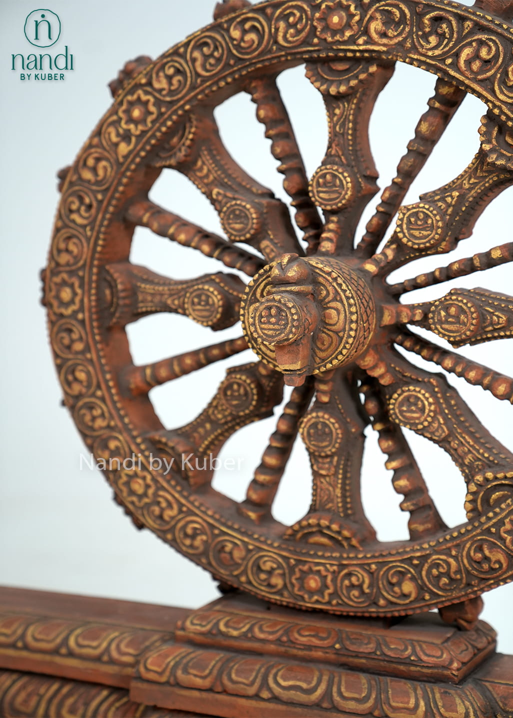 Konark Chakra decorative wheel sculpture with intricate carvings