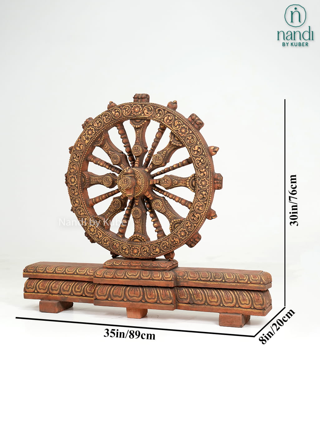 Konark Chakra decorative wheel sculpture with intricate carvings