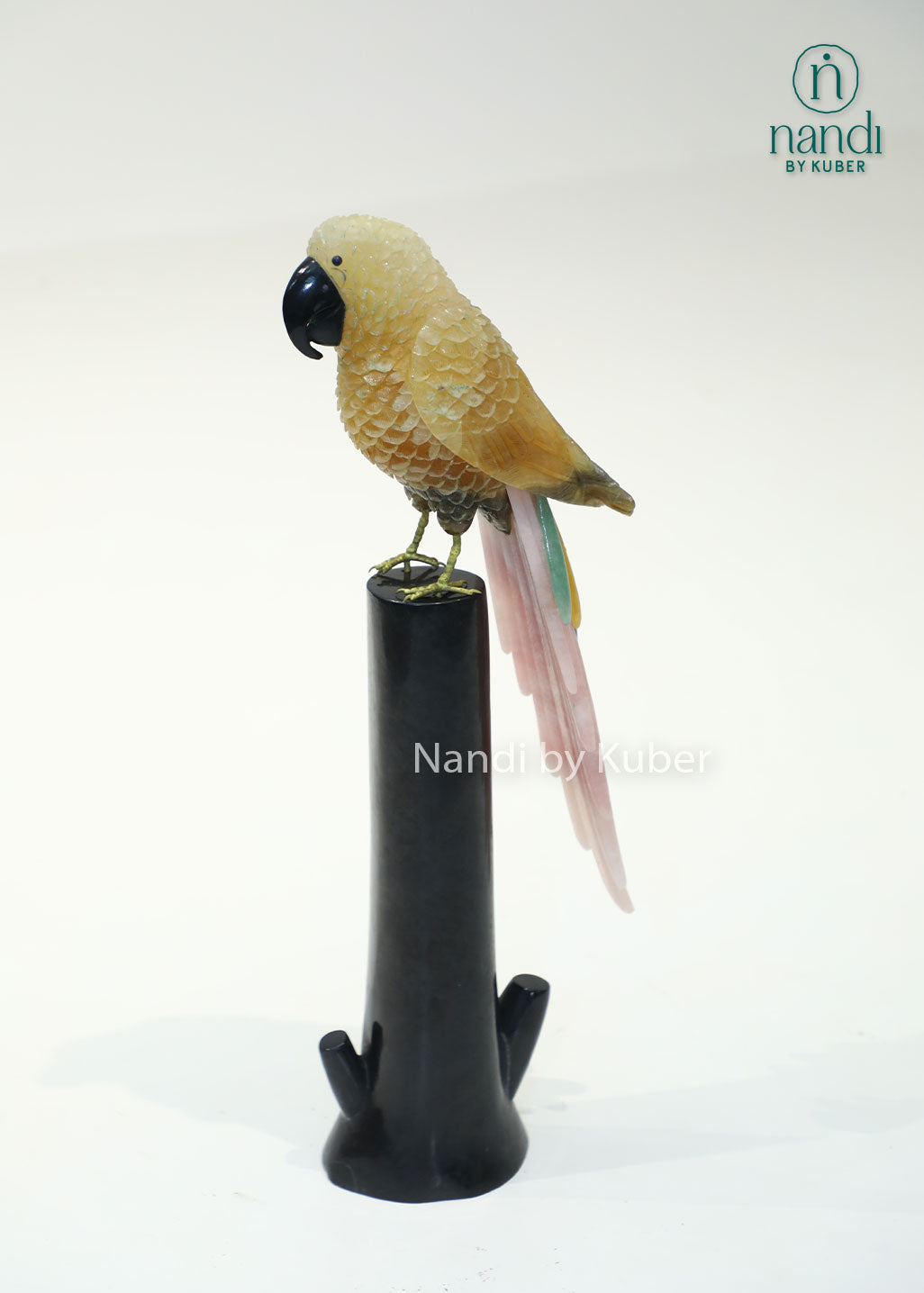 Semi Precious Stone Parrot On Branch