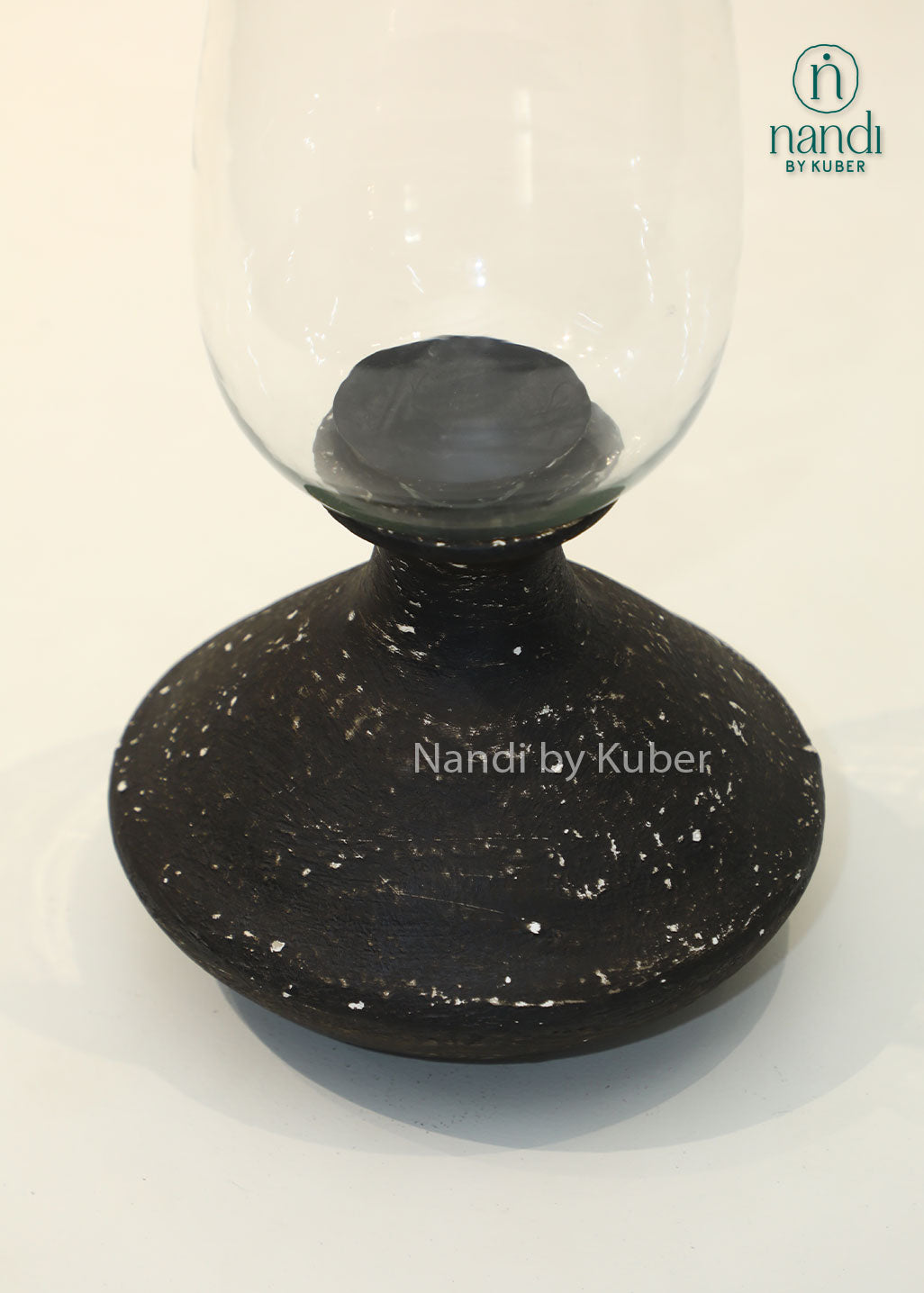 Wooden and glass candle holder, handcrafted hurricane candle stand with clear glass shade and rustic wooden base, ideal for home décor, table centerpiece, ambient lighting, and festive decoration.