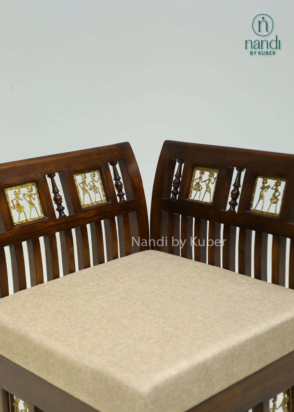 Handcrafted wooden upholstered bench with decorative carvings, built-in center storage compartment, and traditional design, ideal for entryways, living rooms, bedrooms, and luxury home décor.