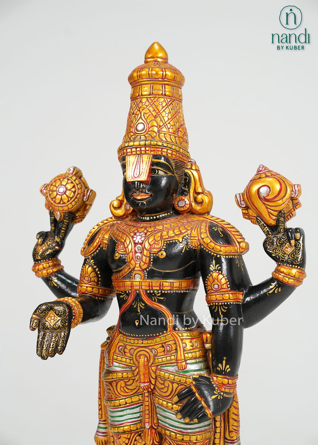 Lord Balaji standing statue with intricate traditional detailing