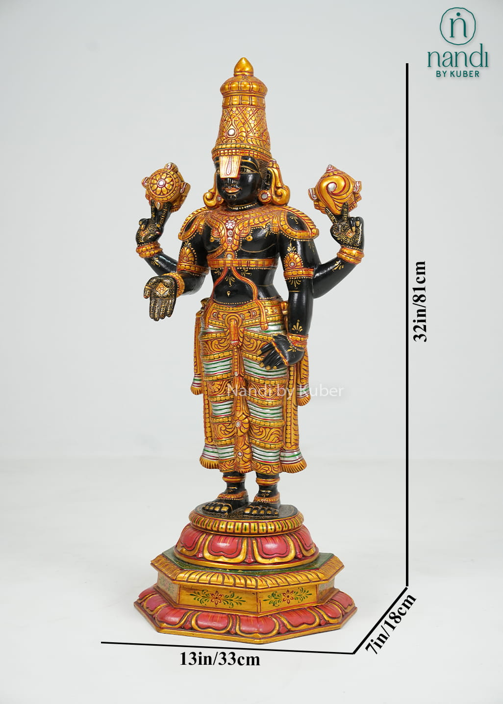 Lord Balaji standing statue with intricate traditional detailing