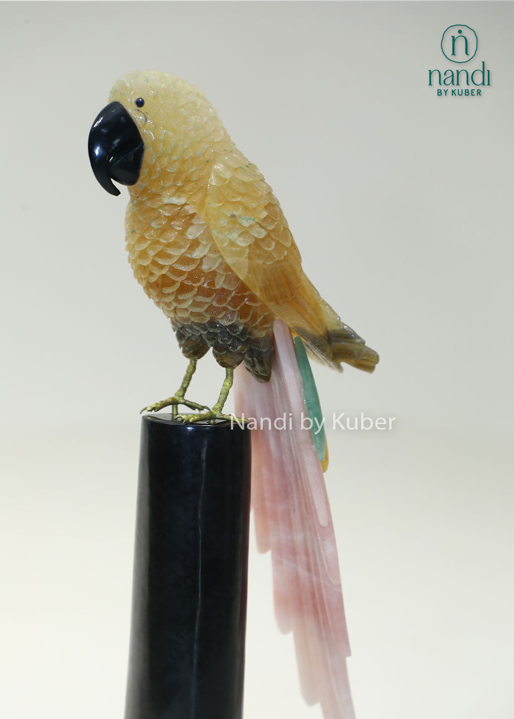 Semi Precious Stone Parrot On Branch